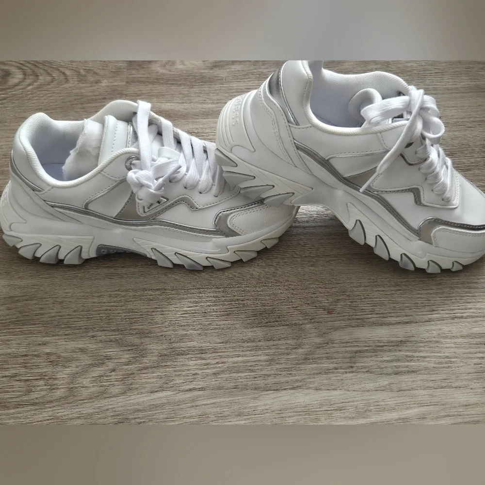 Guess White and Silver Chunky Sneakers - Picture 2 of 6